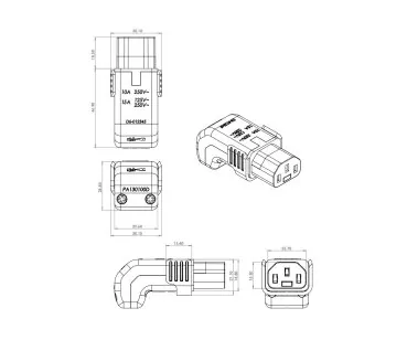 IEC-LOCK IEC60320-C13 Stecker unten o. oben gew. montierbarer Steckverbinder mit Verriegelung